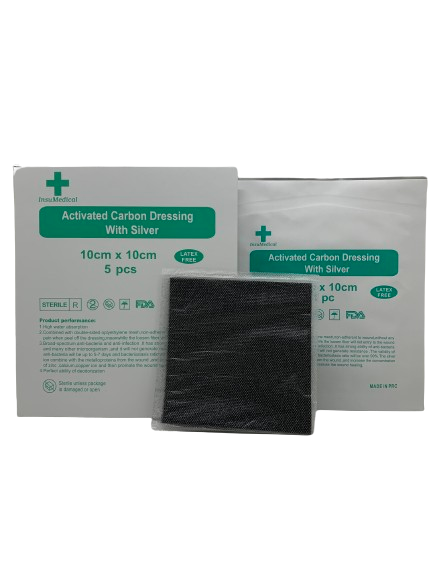 Apósito carbón mas plata 10 x 10, caja x 5 unidades