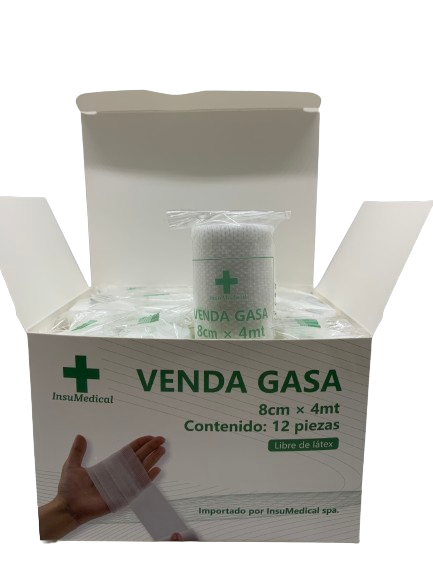 Pack 12 u/n Gasa Semi Elástica 8cm x 4mt