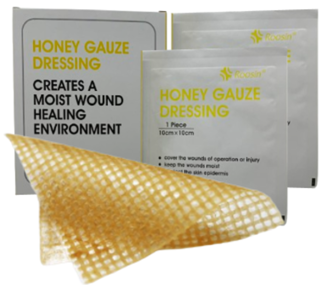 Apósito Tull de miel 5 X 5 estéril, embebido en miel de Manuka