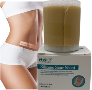 Cinta silicona color piel para cicatrices 3,5cm x 1.5mts